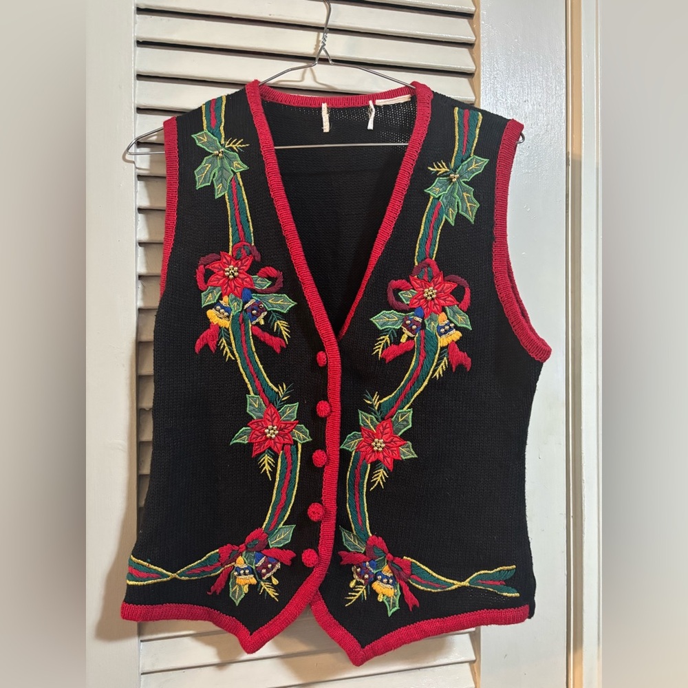 Kathie Lee Collection Black and Red Cardigan Small/Medium